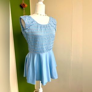 Vintage 60s Blue Smocked Peplum Tunic
